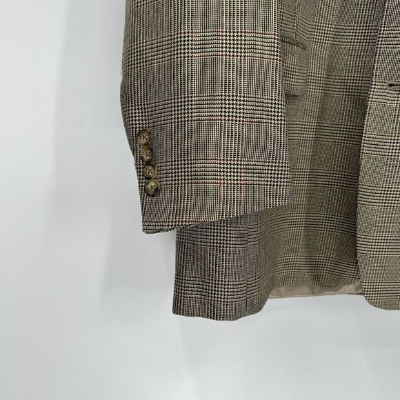 Burberry Tan Wool Nova Check Single Breasted Sport Coat 40 R Brown Plaid Blazer - Picture 3 of 7